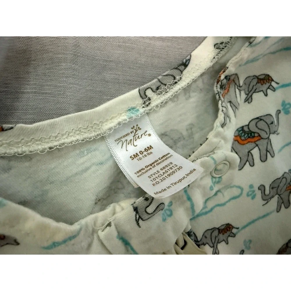 Lot Of 2 Touched by Nature Bear Elephant Baby Organic Cotton Sleep Sack 0-6 - Picture 3 of 9